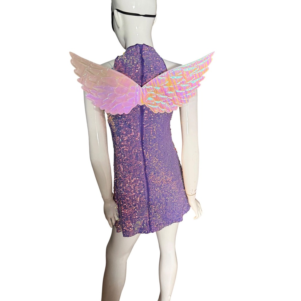 Iridescent Pink Holographic Angel Wings Costume Accessory Festival Rave Small